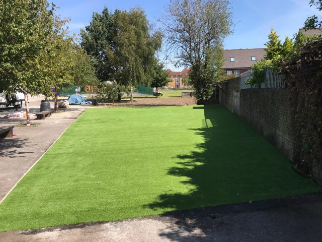 Newbury Park Primary School - artificial grass install by Easigrass Essex & Hertfordshire