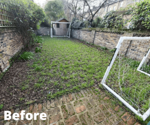 before photo of muddy garden football field