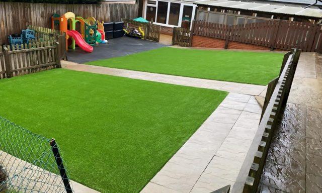 installation of Artificial grass in school.