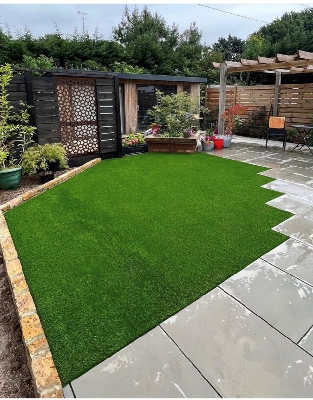 fake grass garden make over in Hertford